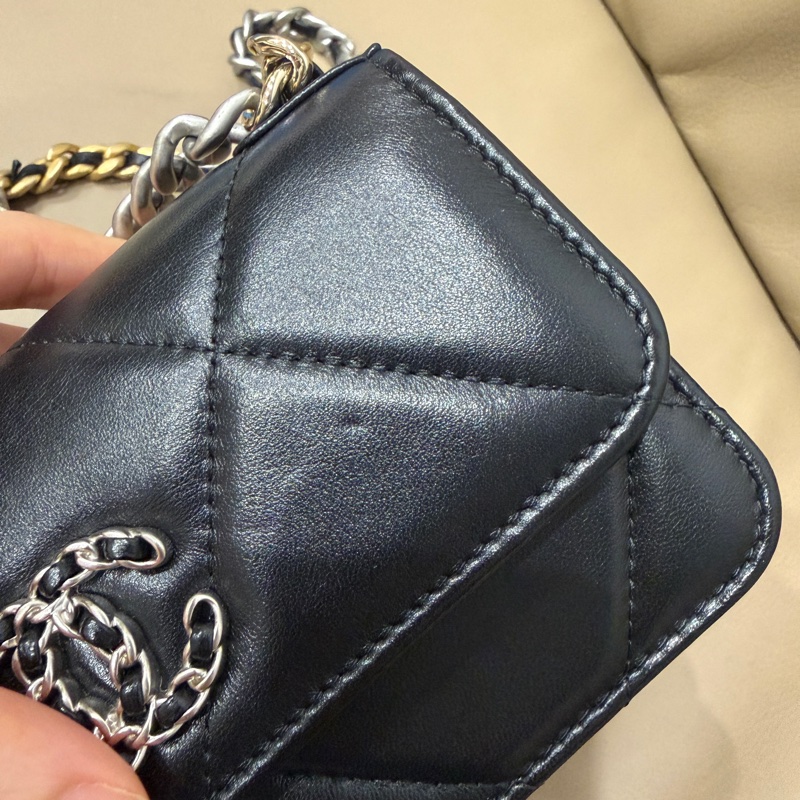 全配🈶購證 芯片款❤️ 香奈兒 #19bag #woc #黑銀 #mini-15