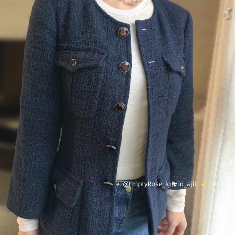 Chanel tweed經典外套🪁寶石釦毛呢外套🧊-1