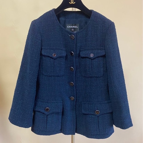 Chanel tweed經典外套🪁寶石釦香奈兒毛呢外套