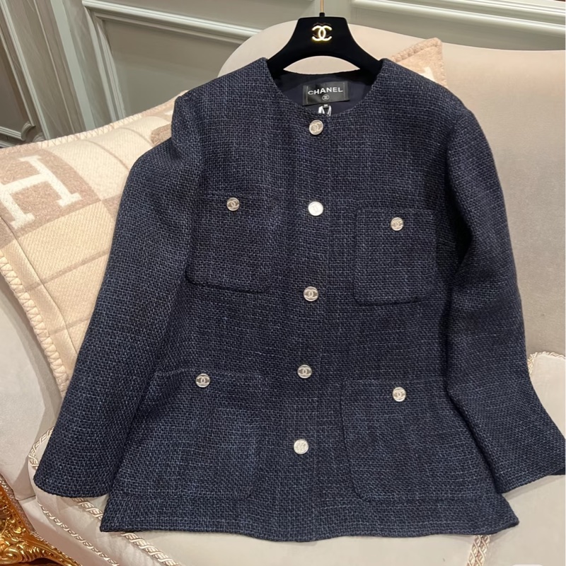 Chanel tweed四口袋外套®️寶石釦奢華高級圓領毛呢 💎💥💥-6