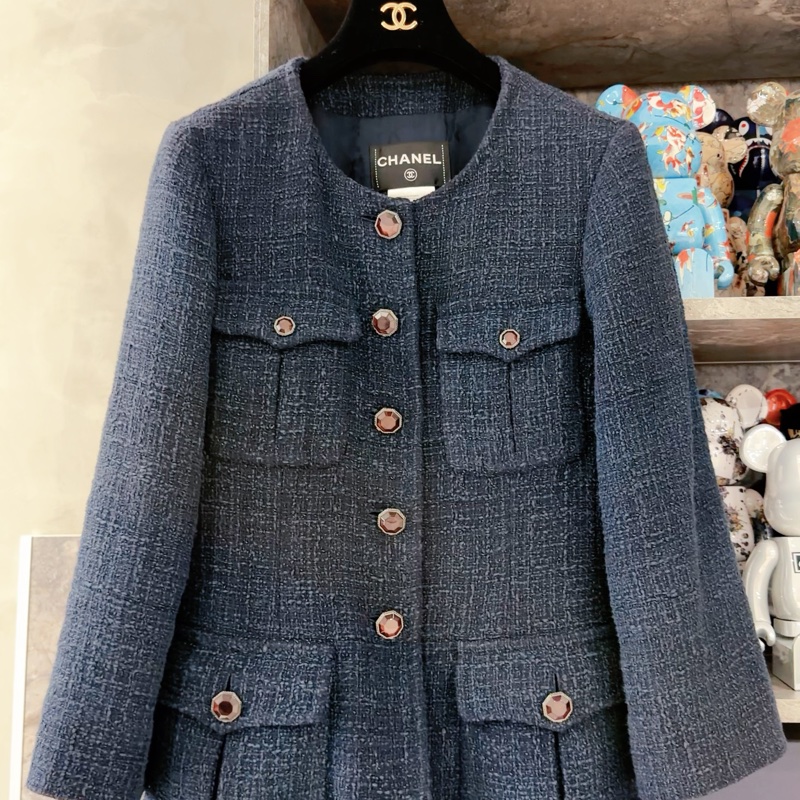 Chanel tweed四口袋外套®️寶石釦奢華高級圓領毛呢 💎💥💥-2