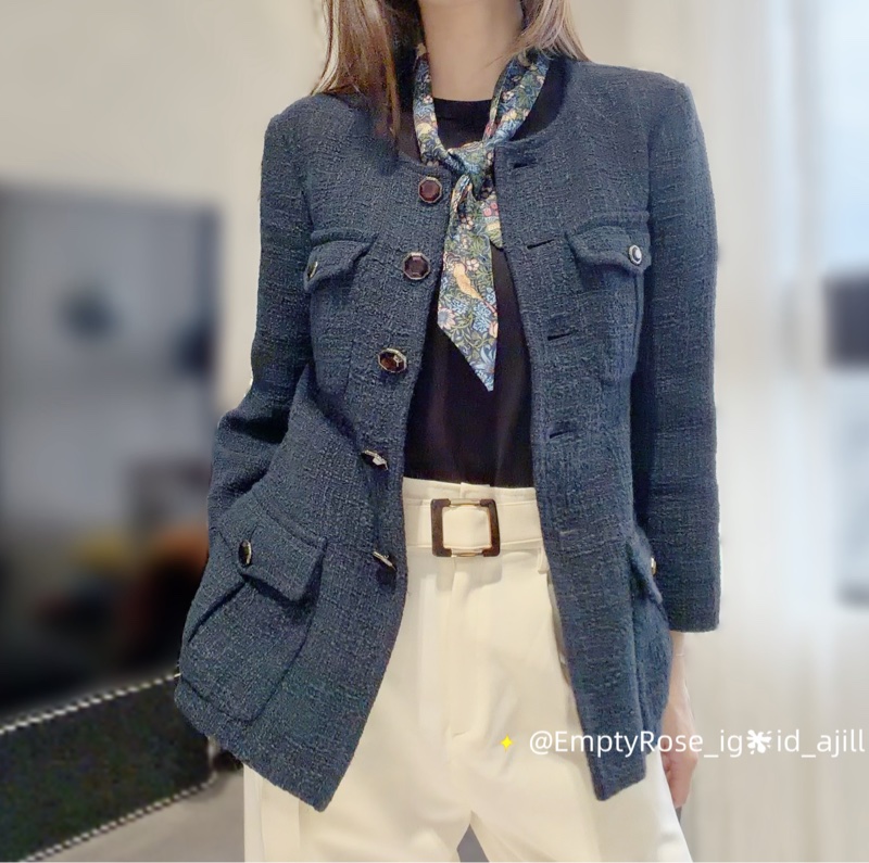 Chanel tweed四口袋外套®️寶石釦奢華高級圓領毛呢 💎💥💥-3