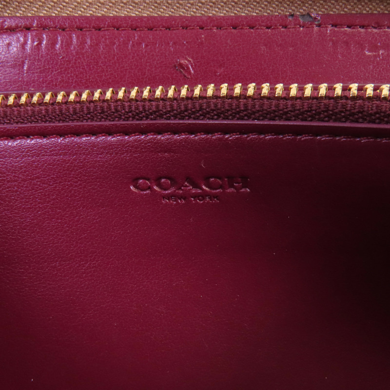 COACH 塗層帆布/牛皮皮革Zip Long Wallet金扣拉鏈長錢包-15