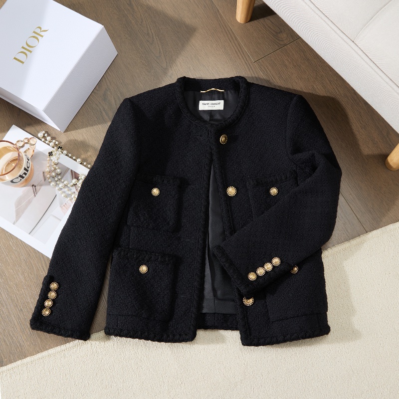 ❤️YSL SAINT LAURENT 經典款黑金外套-0