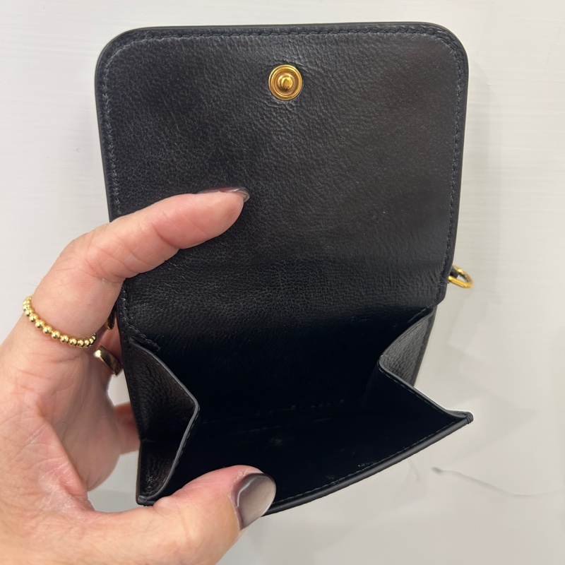 Balenciaga 黑牛皮前釦零錢袋後三折三卡短夾-5