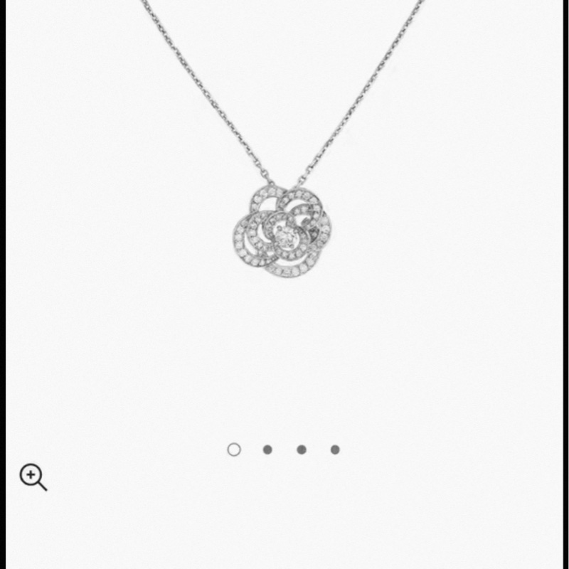 CHANEL香奈儿CAMELIA山茶花白金满钻项链-7