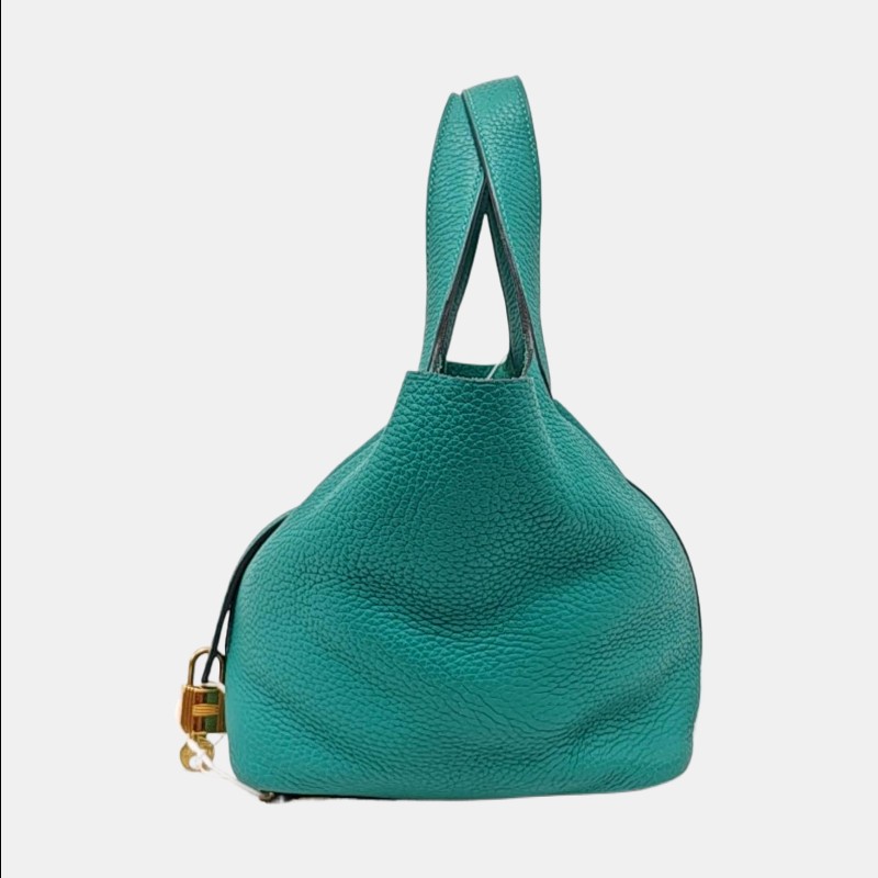 HERMES Picotin Lock 18 維羅納綠Clemence牛皮菜籃子手提包 金色五金 D刻-2