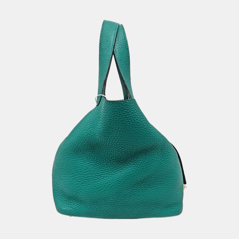 HERMES Picotin Lock 18 維羅納綠Clemence牛皮菜籃子手提包 金色五金 D刻-3