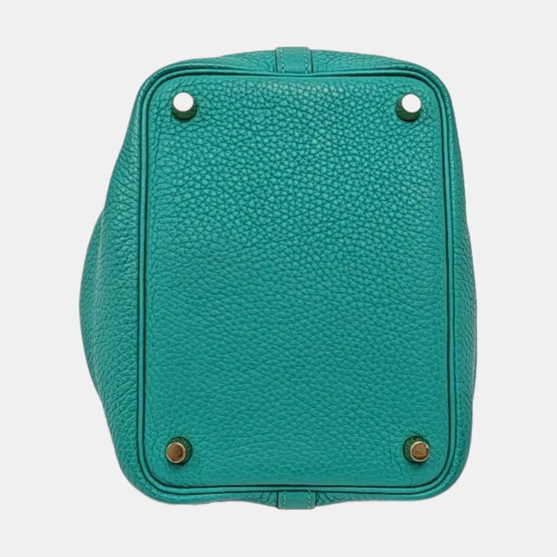 HERMES Picotin Lock 18 維羅納綠Clemence牛皮菜籃子手提包 金色五金 D刻-5