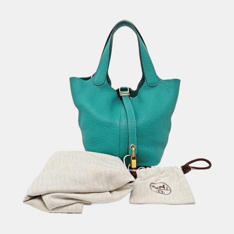 HERMES Picotin Lock 18 維羅納綠Clemence牛皮菜籃子手提包 金色五金 D刻-7