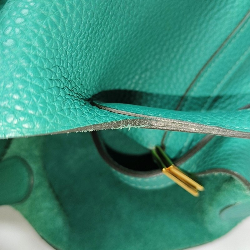 HERMES Picotin Lock 18 維羅納綠Clemence牛皮菜籃子手提包 金色五金 D刻-11