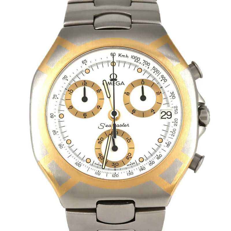 歐米茄海馬系列北極星計時碼錶 GP 雙色 386.1031 SSxGP 石英腕錶-0