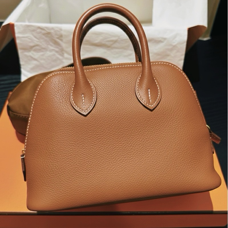 Hermès Mini Bolide 迷你保齡球包｜金棕金扣 Evercolor 皮 《已通過安心購認證》-2