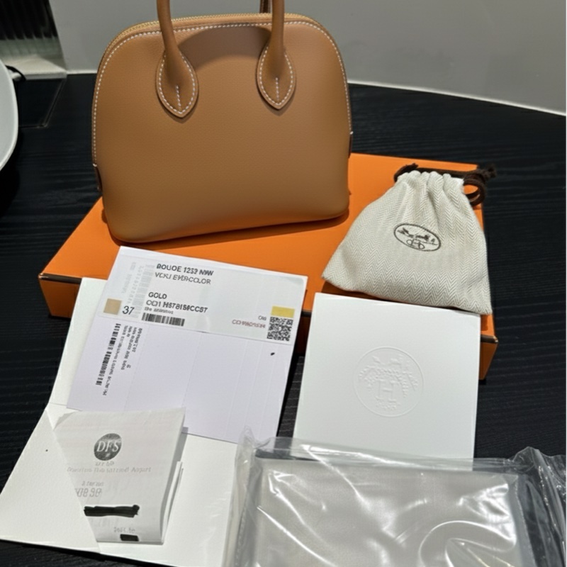 Hermès Mini Bolide 迷你保齡球包｜金棕金扣 Evercolor 皮 《已通過安心購認證》-5