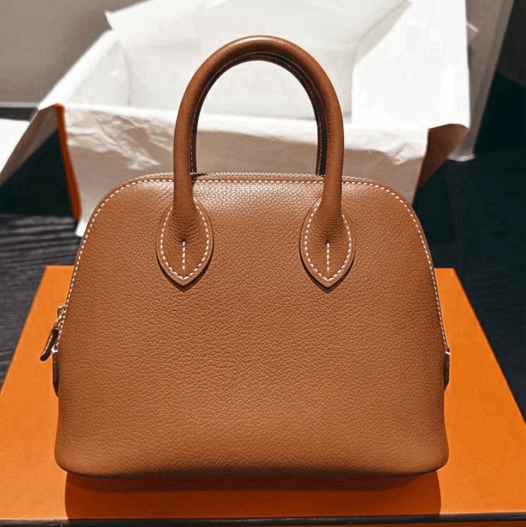 Hermès Mini Bolide 迷你保齡球包｜金棕金扣 Evercolor 皮 《已通過安心購認證》-10