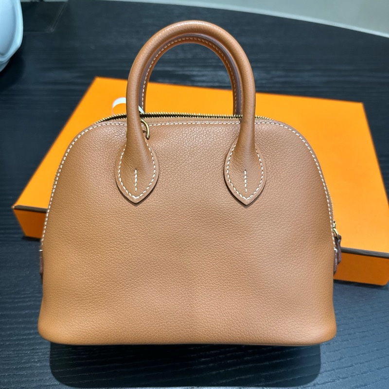 Hermès Mini Bolide 迷你保齡球包|金棕金扣 Evercolor 皮 《已通過安心購認證》-6