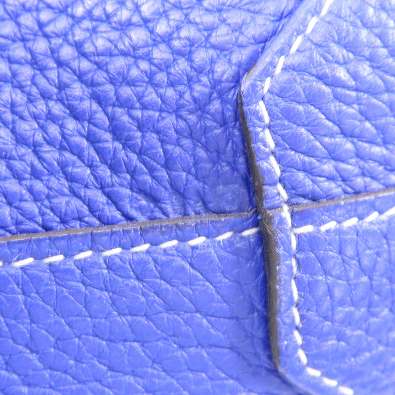 HERMES Clemence皮革Double Sens手挽袋Bleu Electrique/Etain-6