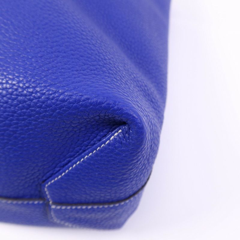 HERMES Clemence皮革Double Sens手挽袋Bleu Electrique/Etain-8