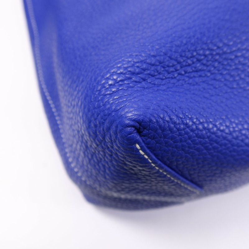 HERMES Clemence皮革Double Sens手挽袋Bleu Electrique/Etain-11
