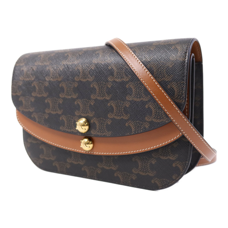 CELINE 塗層帆布Duo Wallet On Strap金扣肩背袋-2