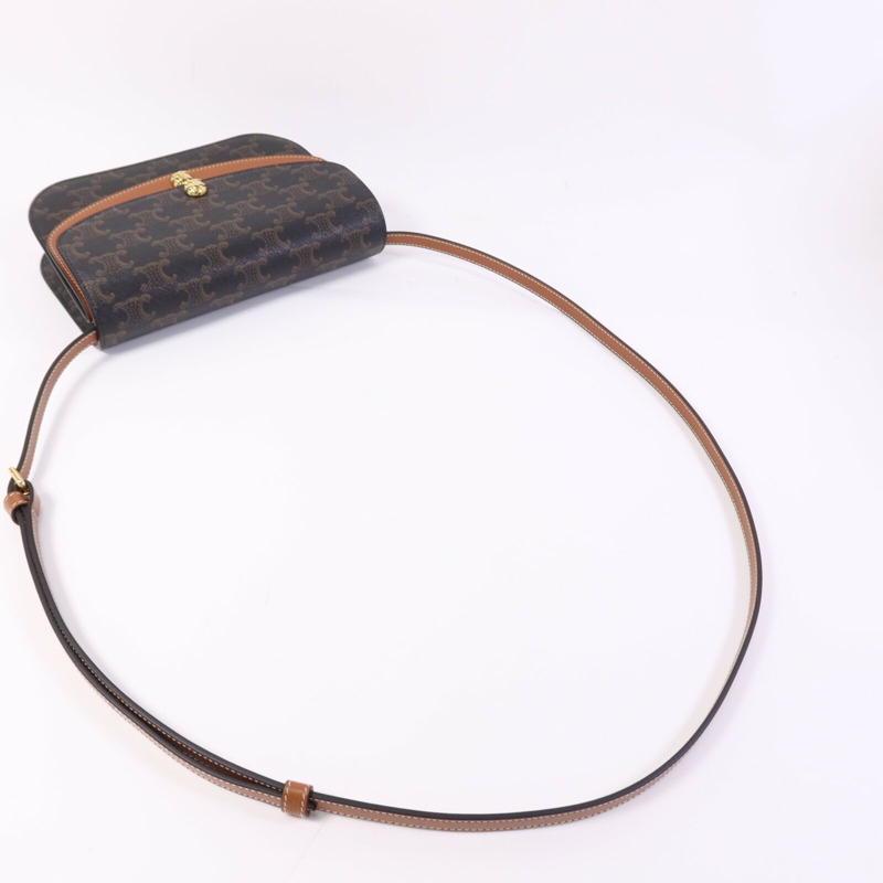 CELINE 塗層帆布Duo Wallet On Strap金扣肩背袋-9