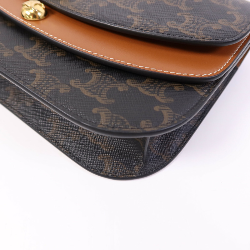 CELINE 塗層帆布Duo Wallet On Strap金扣肩背袋-10