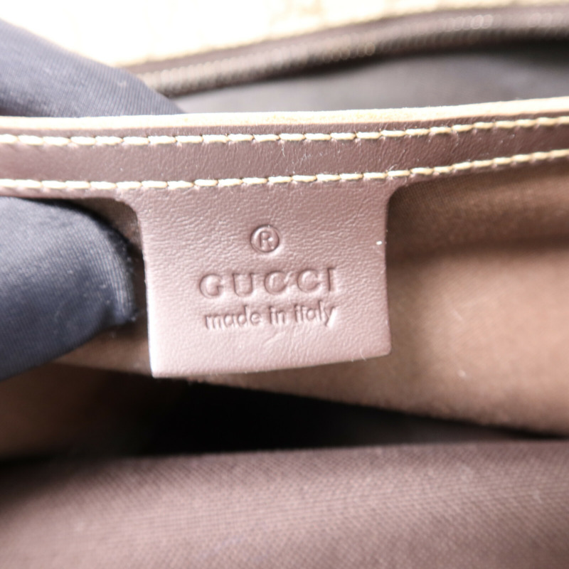 GUCCI 塗層帆布Tote Bag銀扣手挽袋-5