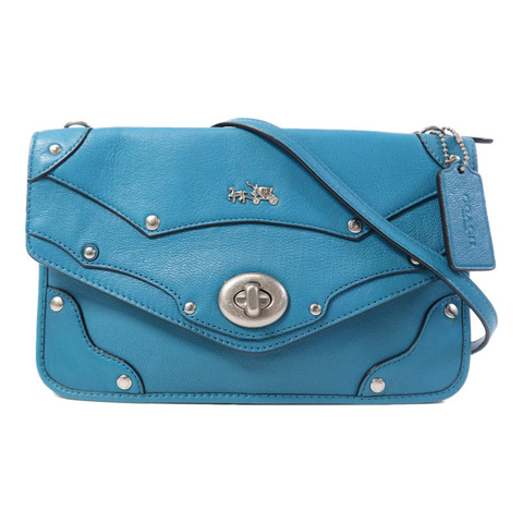COACH 牛皮皮革Shoulder Bag銀扣肩背袋