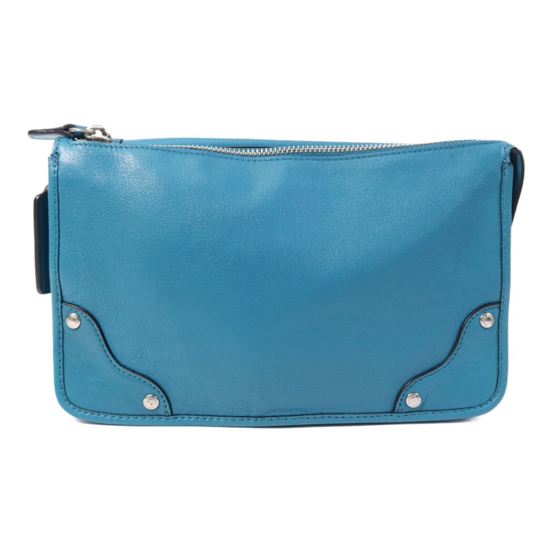 COACH 牛皮皮革Shoulder Bag銀扣肩背袋-1