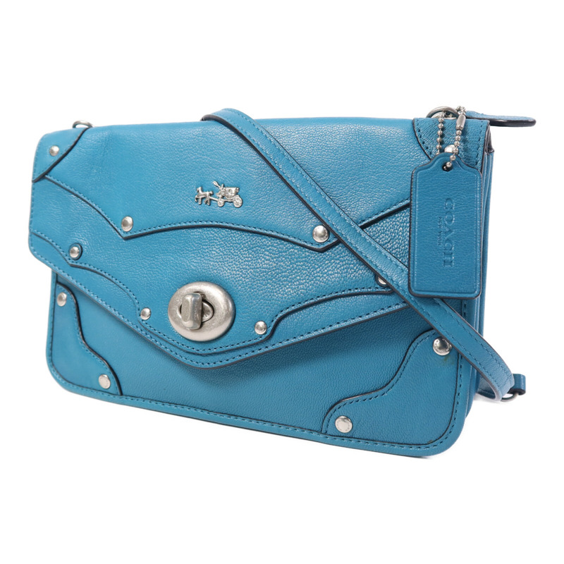 COACH 牛皮皮革Shoulder Bag銀扣肩背袋-2