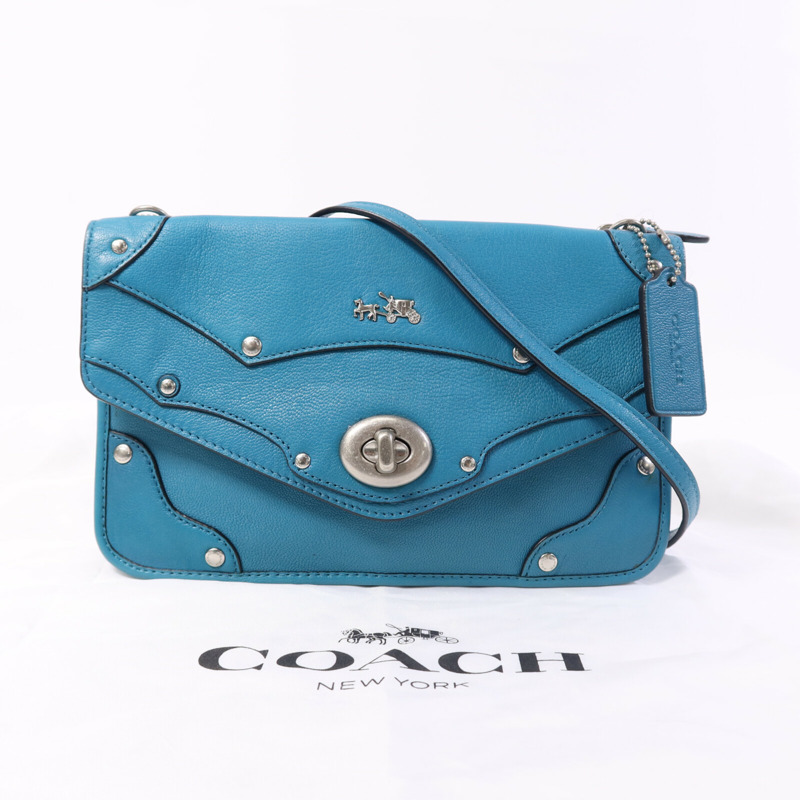 COACH 牛皮皮革Shoulder Bag銀扣肩背袋-7