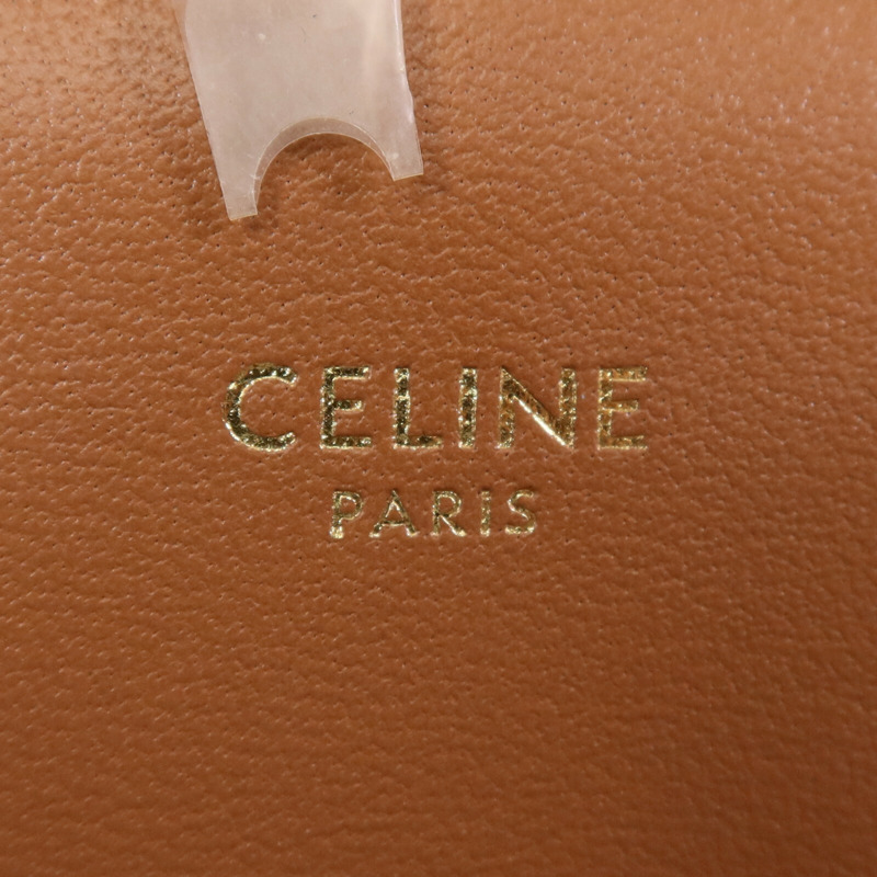 CELINE 塗層帆布/牛皮皮革Teen Triomphe金扣肩背袋-5