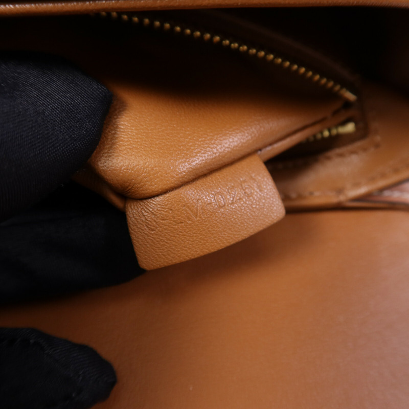 CELINE 塗層帆布/牛皮皮革Teen Triomphe金扣肩背袋-7