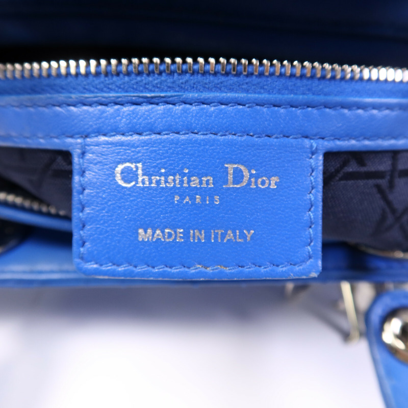 Dior 牛皮皮革Lady Dior銀扣手挽袋-5