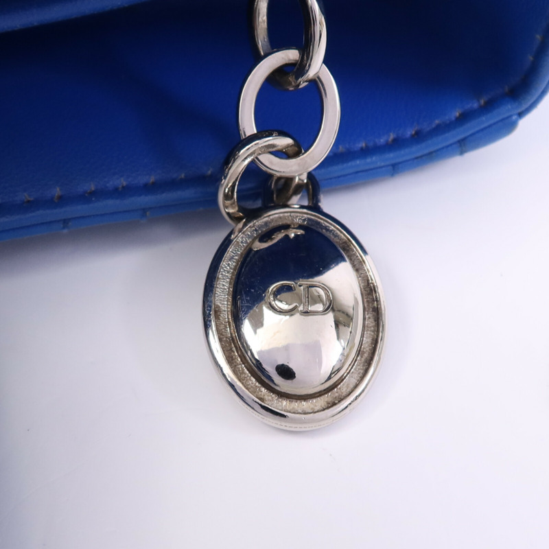 Dior 牛皮皮革Lady Dior銀扣手挽袋-6