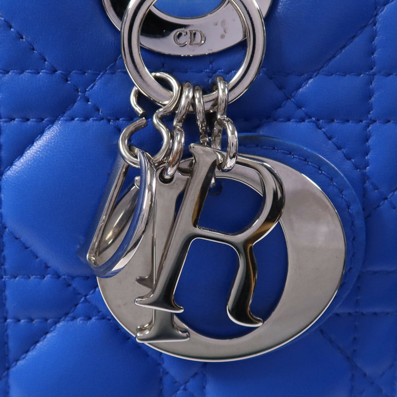 Dior 牛皮皮革Lady Dior銀扣手挽袋-7