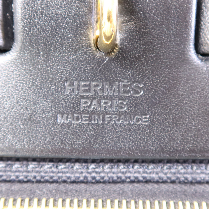 HERMES 帆布Herbag PM金扣手挽肩背兩用袋Noir-5