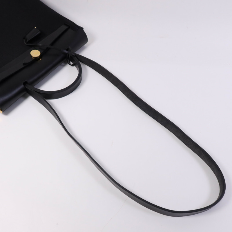 HERMES 帆布Herbag PM金扣手挽肩背兩用袋Noir-9