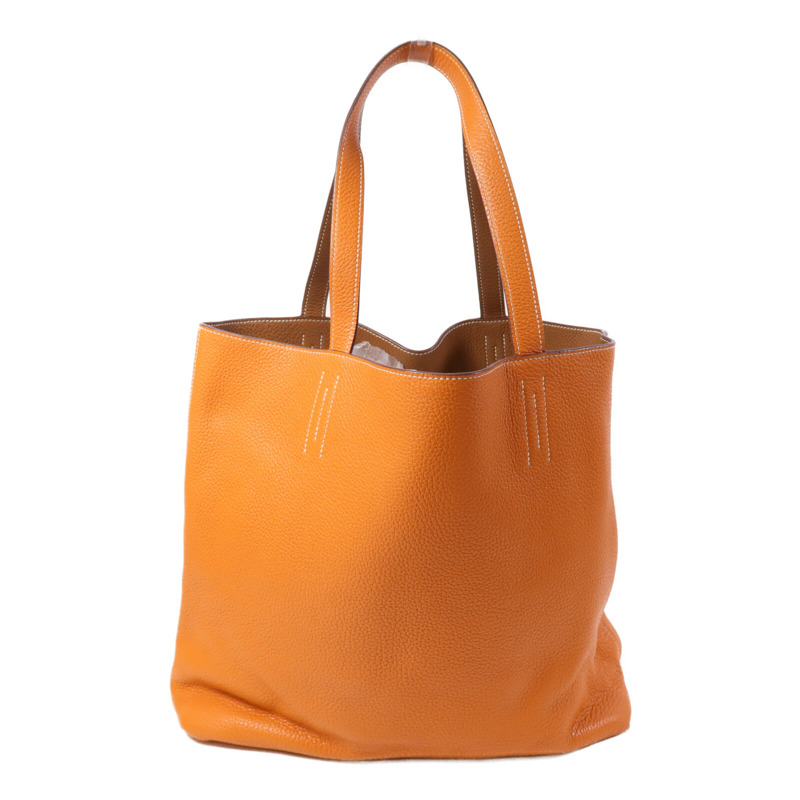 HERMES Clemence皮革Double Sens肩背袋/手挽袋Gold/Orange-1