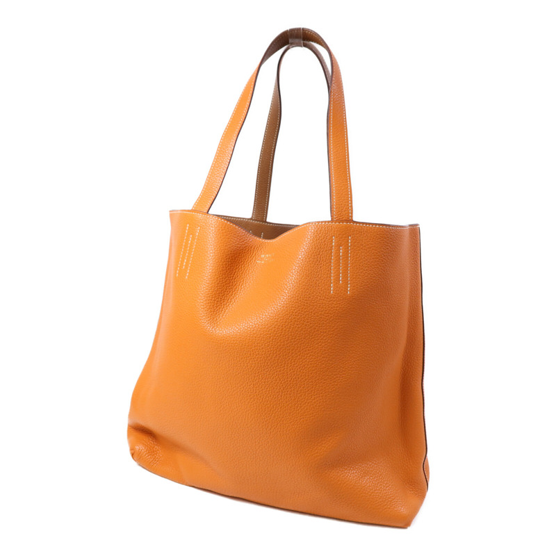 HERMES Clemence皮革Double Sens肩背袋/手挽袋Gold/Orange-2