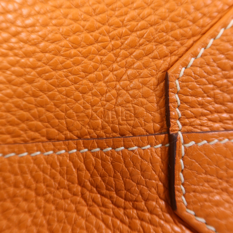 HERMES Clemence皮革Double Sens肩背袋/手挽袋Gold/Orange-6