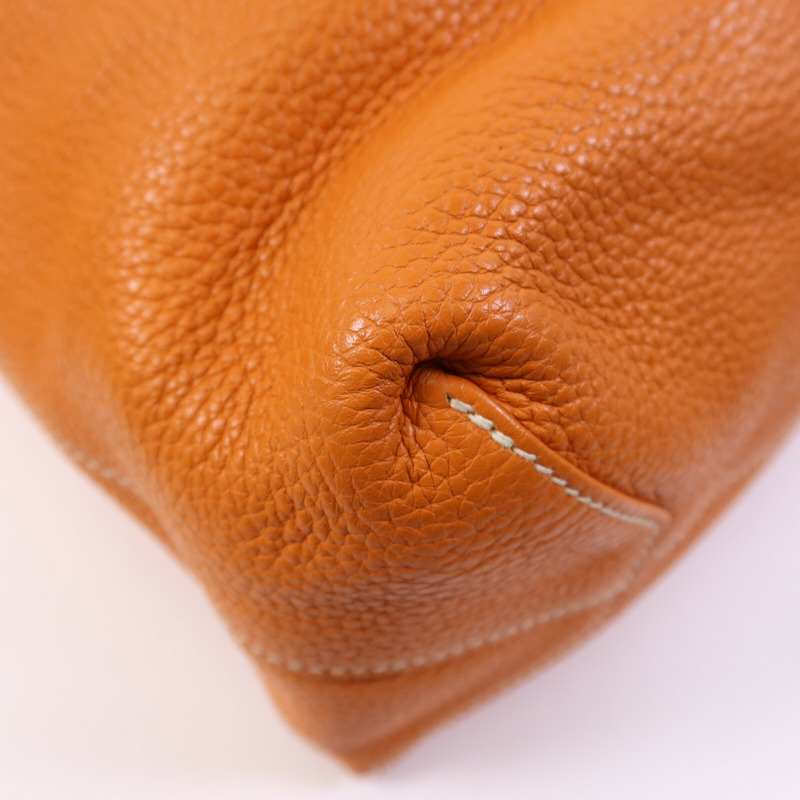 HERMES Clemence皮革Double Sens肩背袋/手挽袋Gold/Orange-11