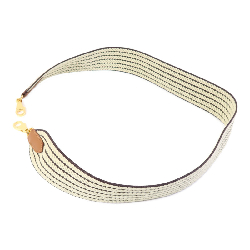 HERMES 帆布Hermes Shoulder Strap金扣掛飾Brown-1