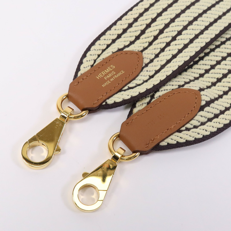 HERMES 帆布Hermes Shoulder Strap金扣掛飾Brown-6