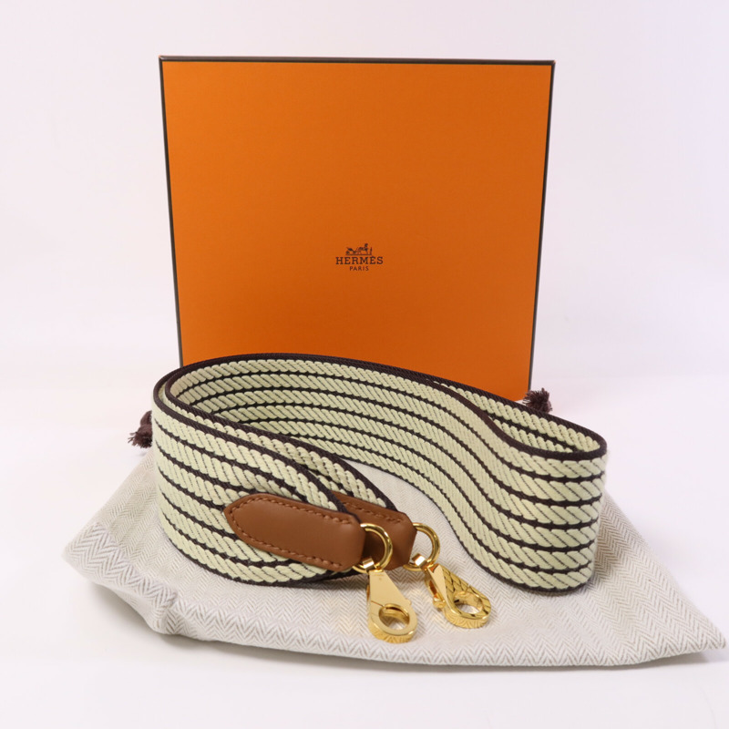 HERMES 帆布Hermes Shoulder Strap金扣掛飾Brown-7