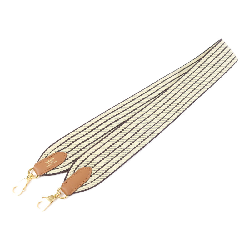 HERMES 帆布Hermes Shoulder Strap金扣掛飾Brown-8