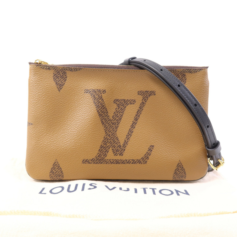 LOUIS VUITTON Monogram Giant Reverse Double Zip Pochette金扣肩背袋-8