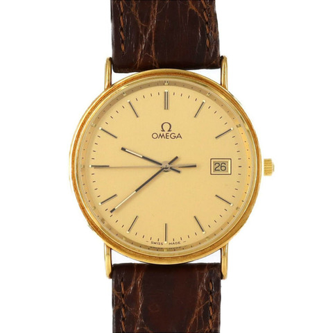 歐米茄圓形錶殼 YG 石英錶