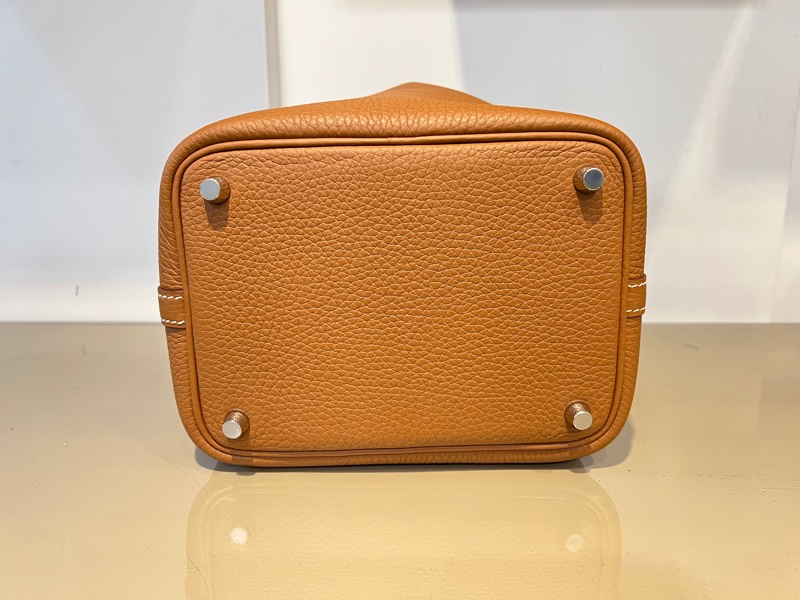 Hermes 金棕37T/C皮銀釦Picotin18手提包-6
