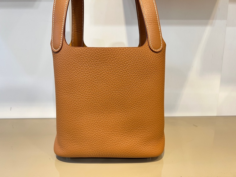 Hermes 金棕37T/C皮銀釦Picotin18手提包-8
